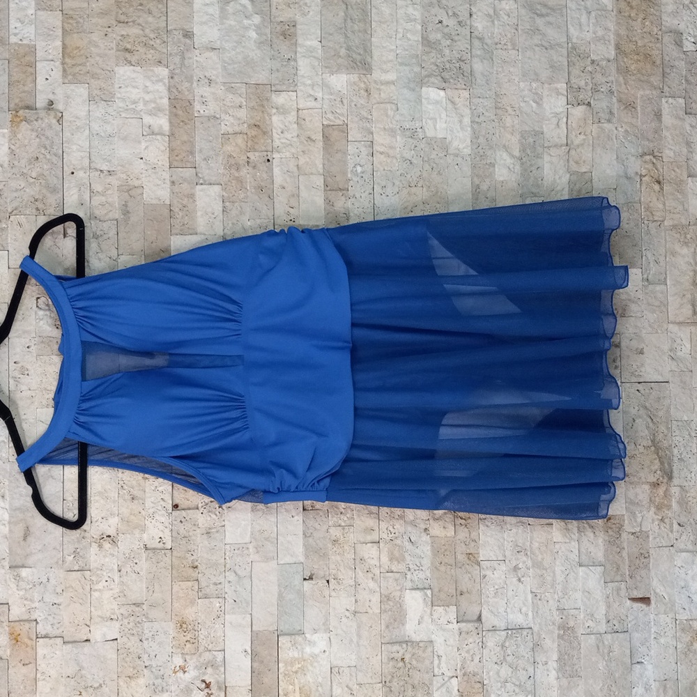 BloomChic Blue One Piece Swim Dress with Halter Neck